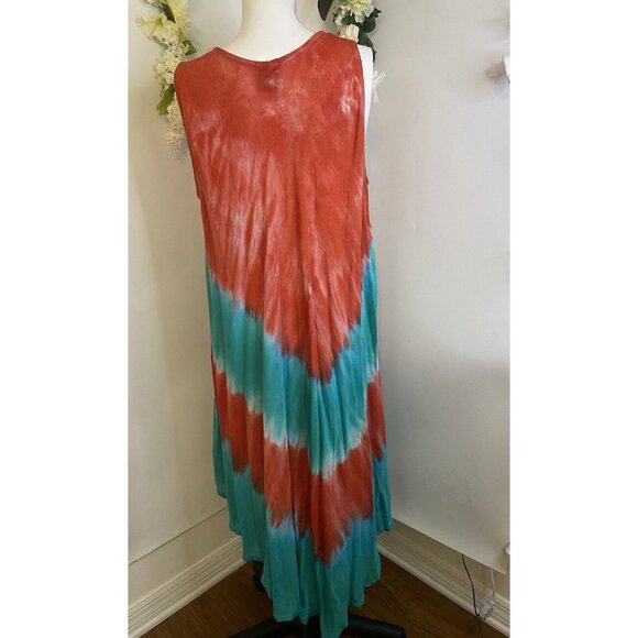 Vtg Seven Islands Boho Tie Dye Cultural Flowy Dress Sleeveless Flowers One‎ Size - Picture 16 of 16